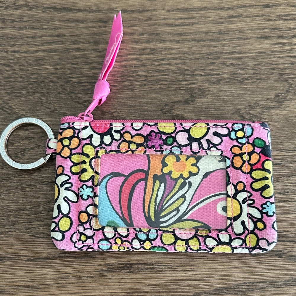 Vera Bradley Pink Floral ID Keychain Wallet